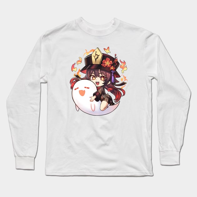 Hu Tao Chibi Genshin Impact Spirit Soother Long Sleeve T-Shirt by Anime Access